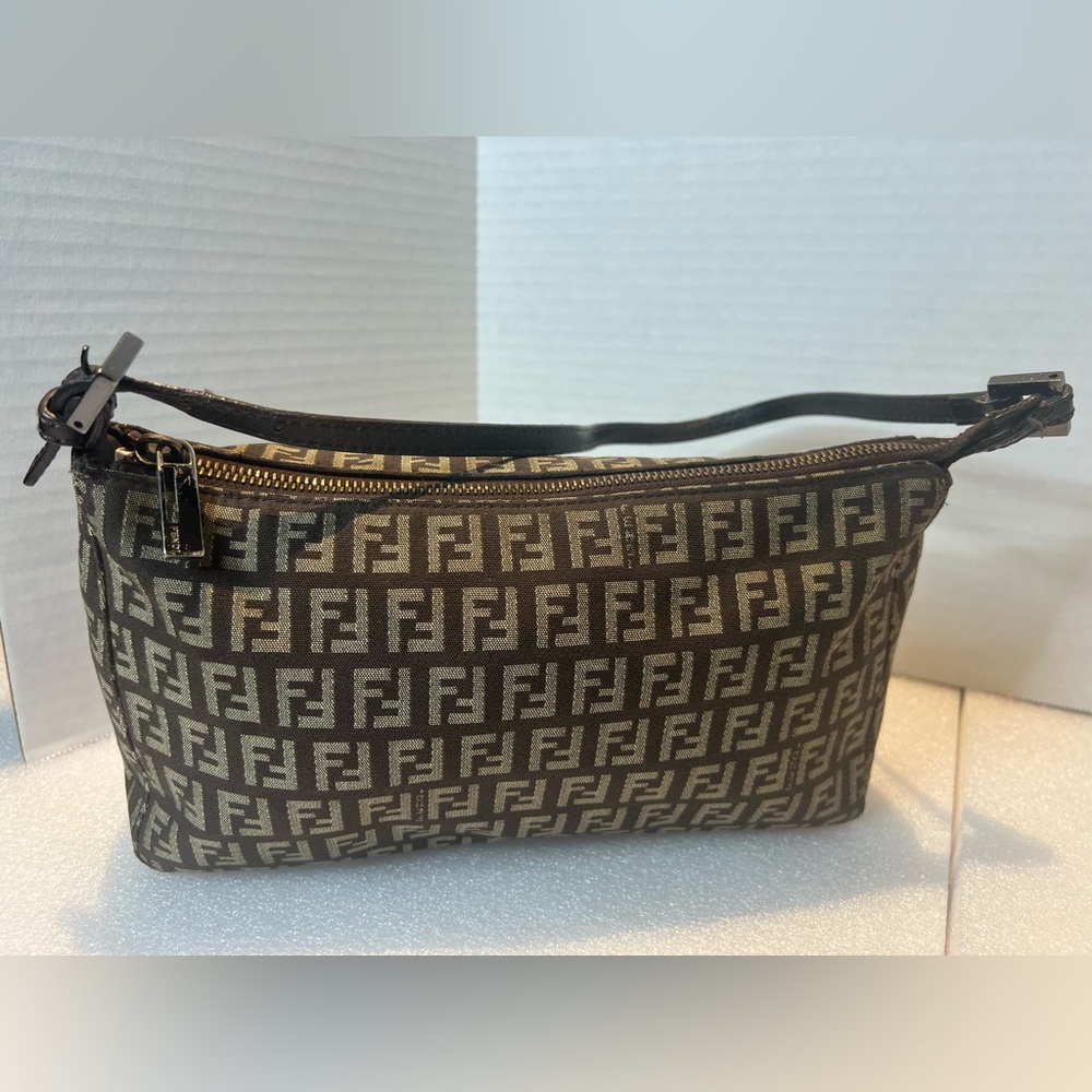 Fendi Brown and Cream Monogram Wristlet